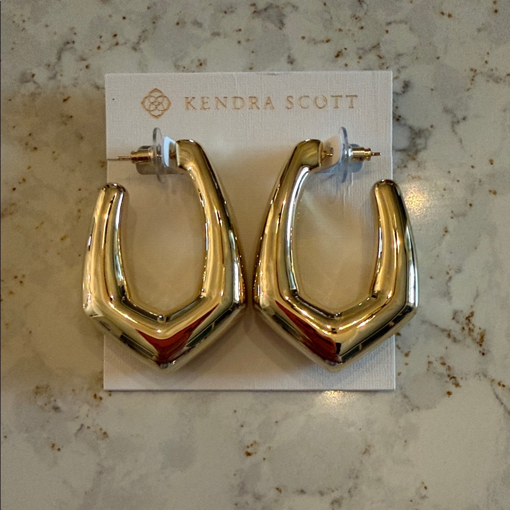 New Kendra Scott Kaia Hoop Earrings Polished Gold